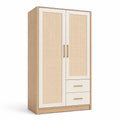 Armoire en bois avec cannage en rotin 180 cm