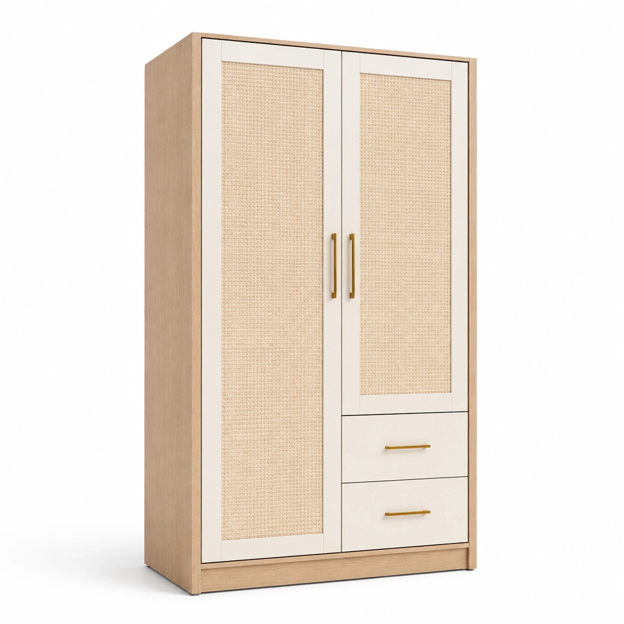 Armoire en bois avec cannage en rotin 180 cm