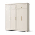 Armoire 4 portes en bois blanc avec poignées en métal doré