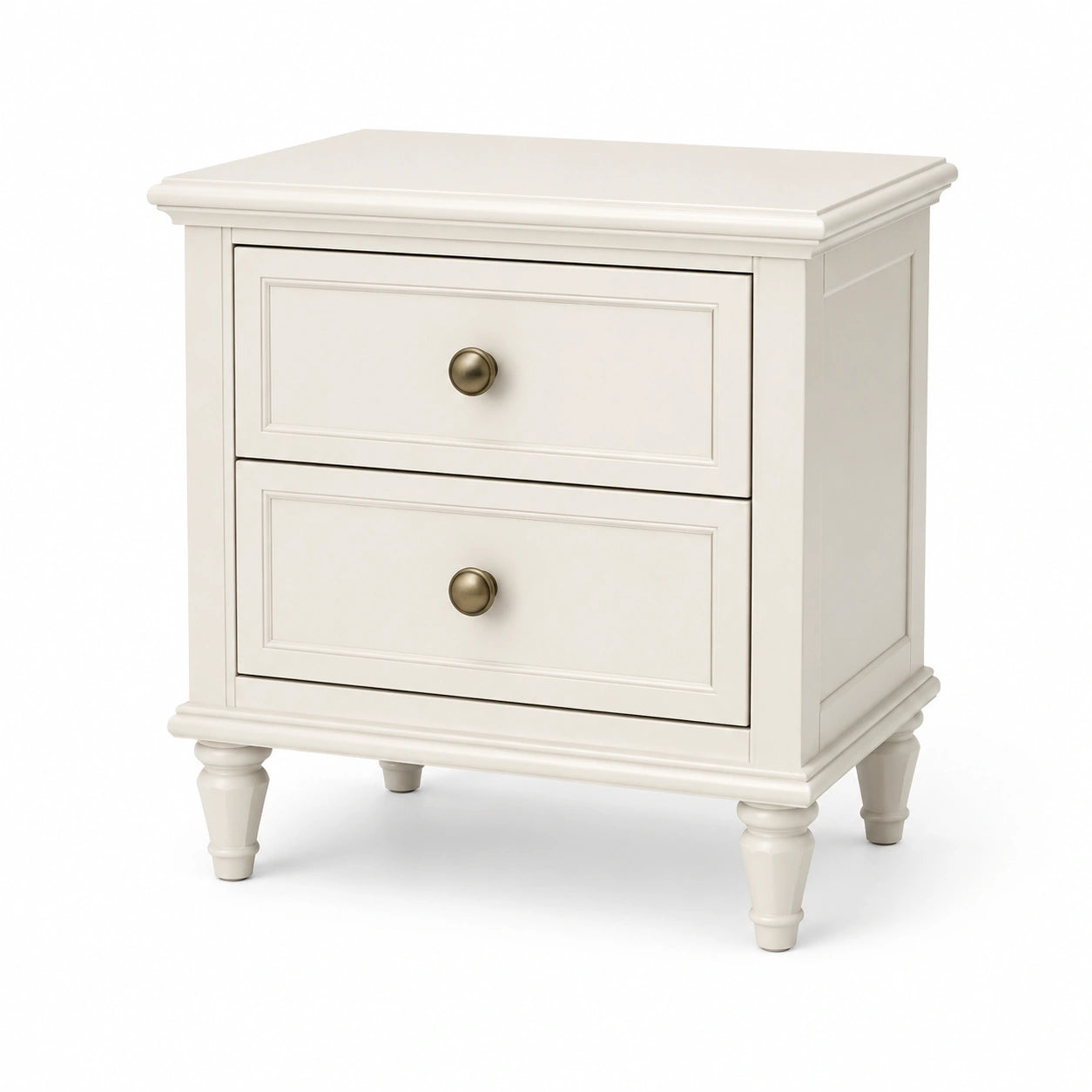 Table de chevet en bois avec 2 tiroirs couleur ivoire