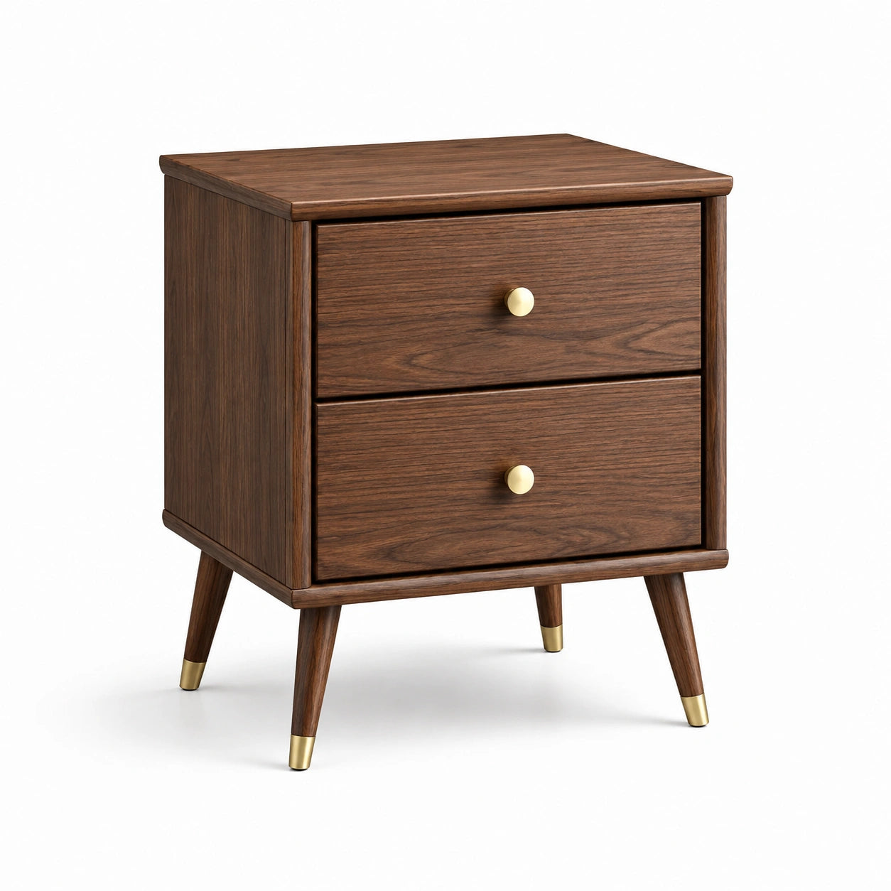Table de chevet en bois avec poignées en laiton