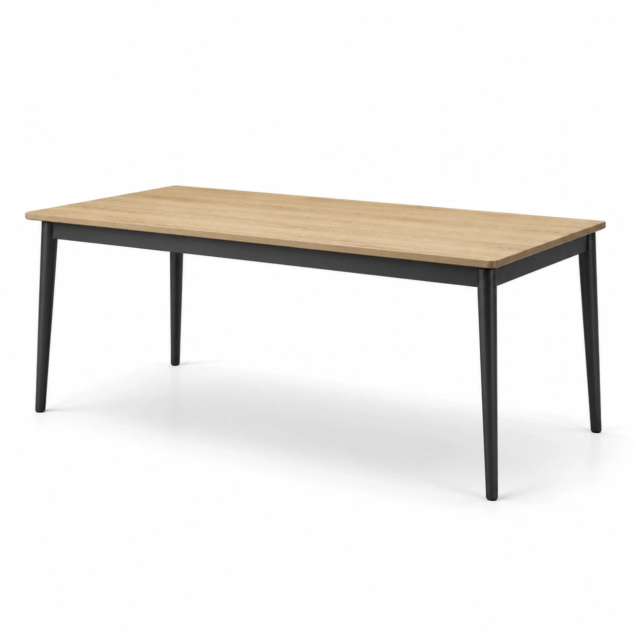 Table à manger rectangulaire en bois de chêne et acier noir