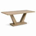 Table en bois de chêne clair avec pieds en V 180 cm