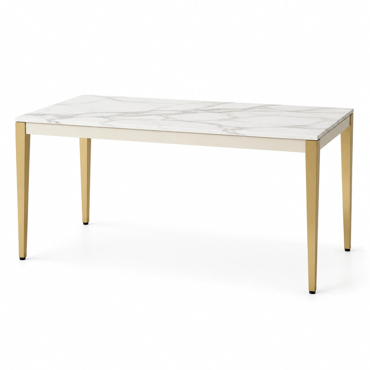 Table à manger en marbre avec pieds dorés 160x90x75 cm
