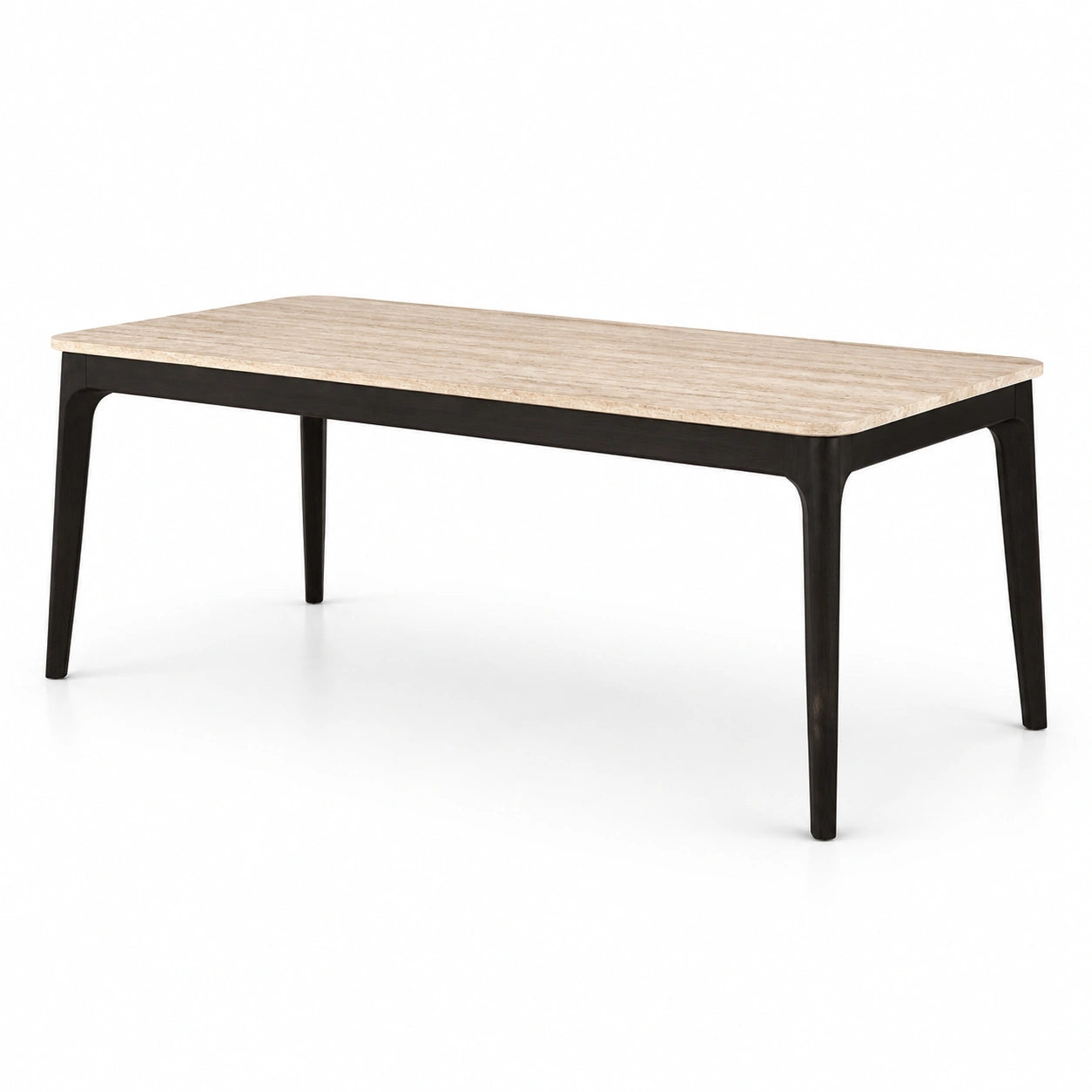 Table en travertin et bois noir 180x90x75 cm