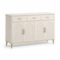 Buffet en bois MDF avec pieds en métal, blanc et doré
