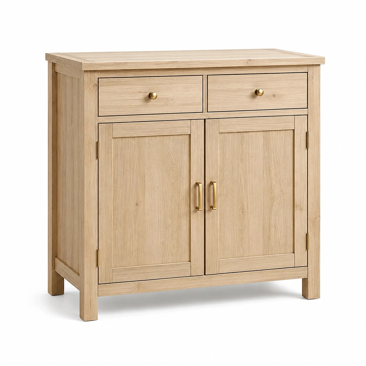 Buffet en bois MDF chêne clair avec tiroirs et portes