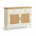 Buffet en bois et rotin avec 2 portes et 2 tiroirs 90x35x80 cm