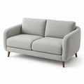 Canapé 2 places en tissu polyester gris avec pieds en bois massif