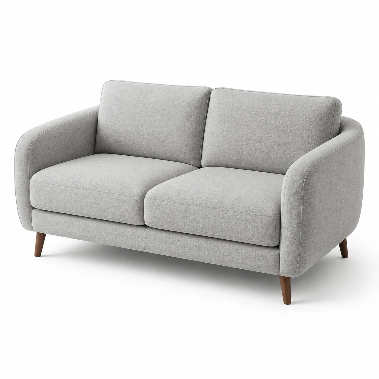 Canapé 2 places en tissu polyester gris avec pieds en bois massif