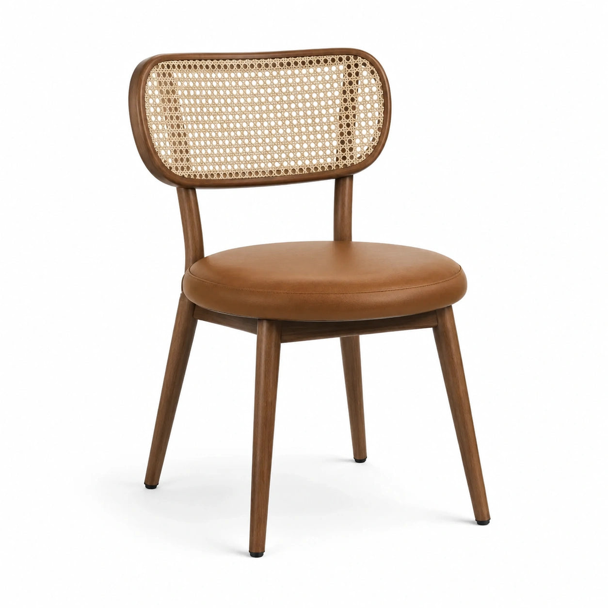 Chaise en bois et rotin tissé marron