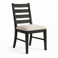 Chaise en bois noir avec assise en tissu beige