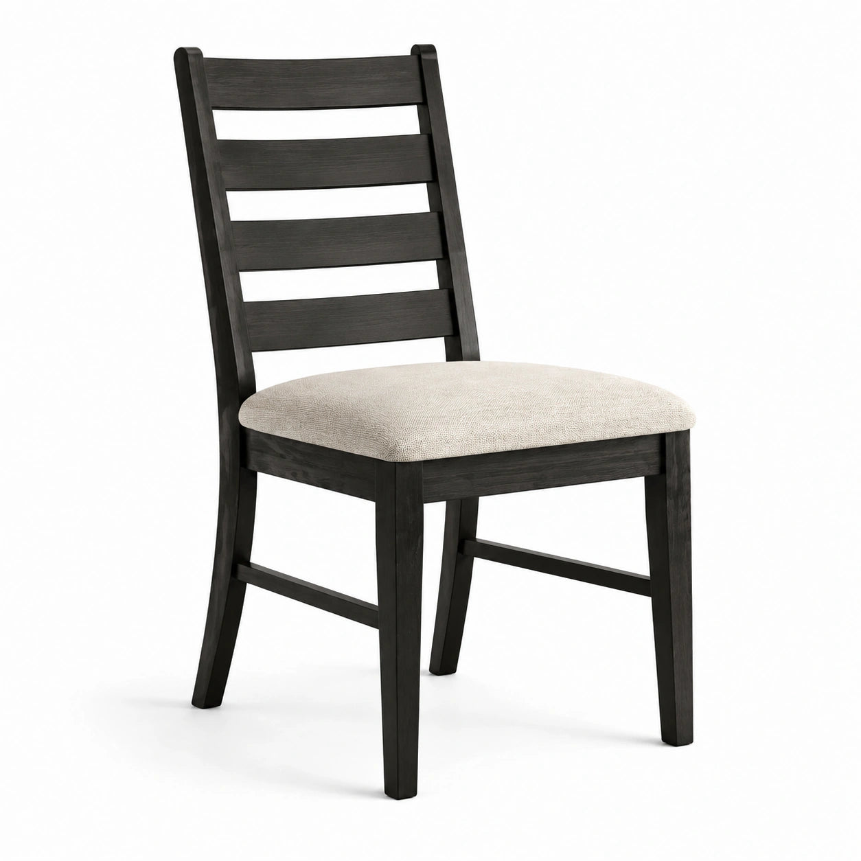 Chaise en bois noir avec assise en tissu beige