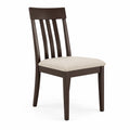 Chaise en bois marron avec assise en tissu polyester beige