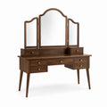 Coiffeuse en bois de noyer avec miroirs et tiroirs