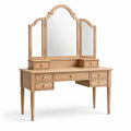 Coiffeuse en bois avec miroir triple et 7 tiroirs