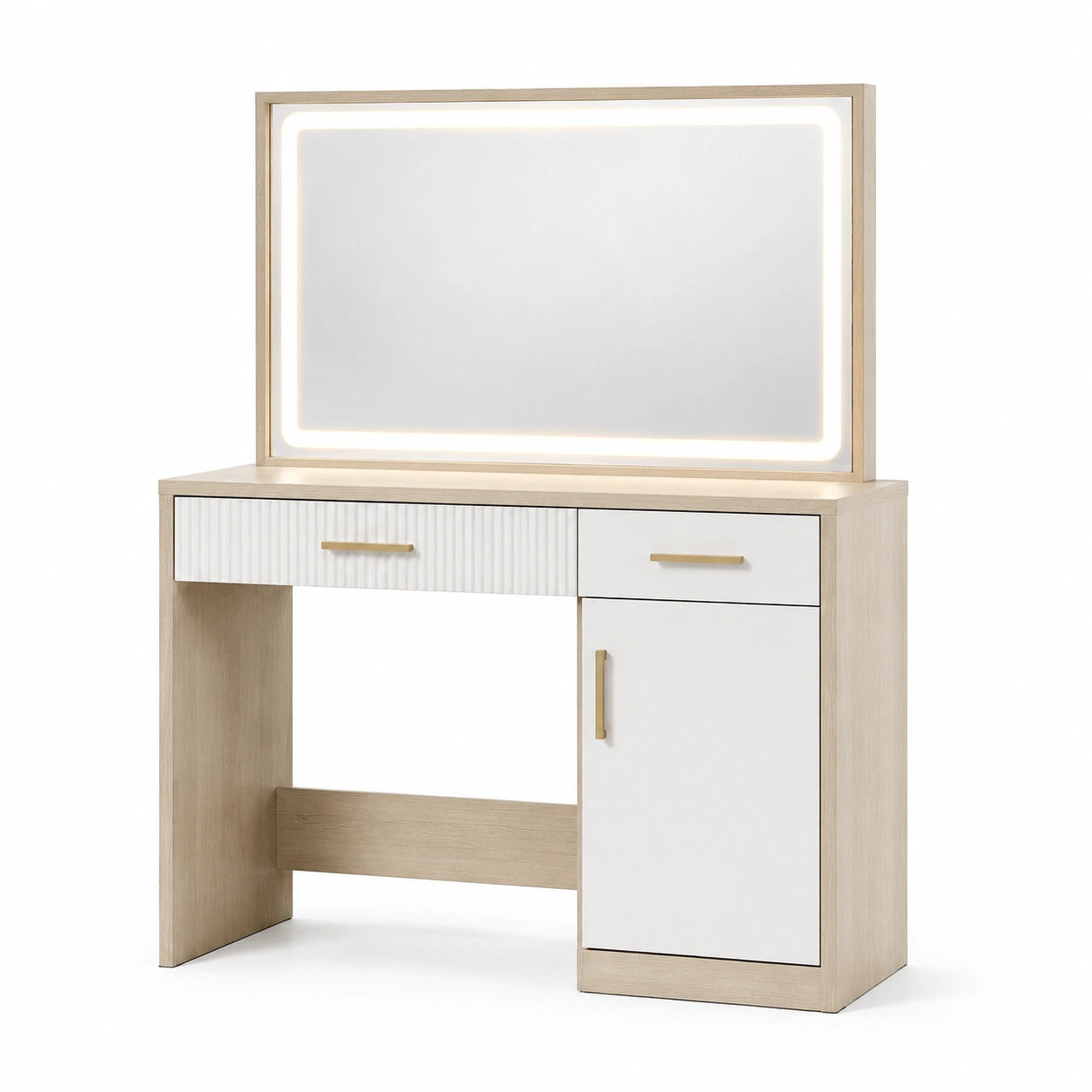 Coiffeuse en bois et verre avec éclairage LED