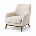 Fauteuil en bois et tissu polyester beige