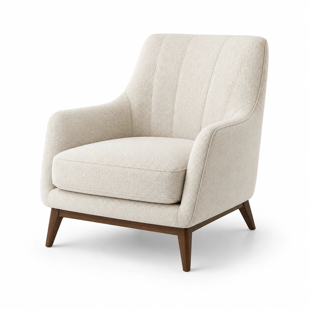 Fauteuil en bois et tissu polyester beige