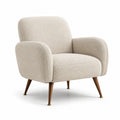 Fauteuil en tissu bouclé crème avec pieds en bois