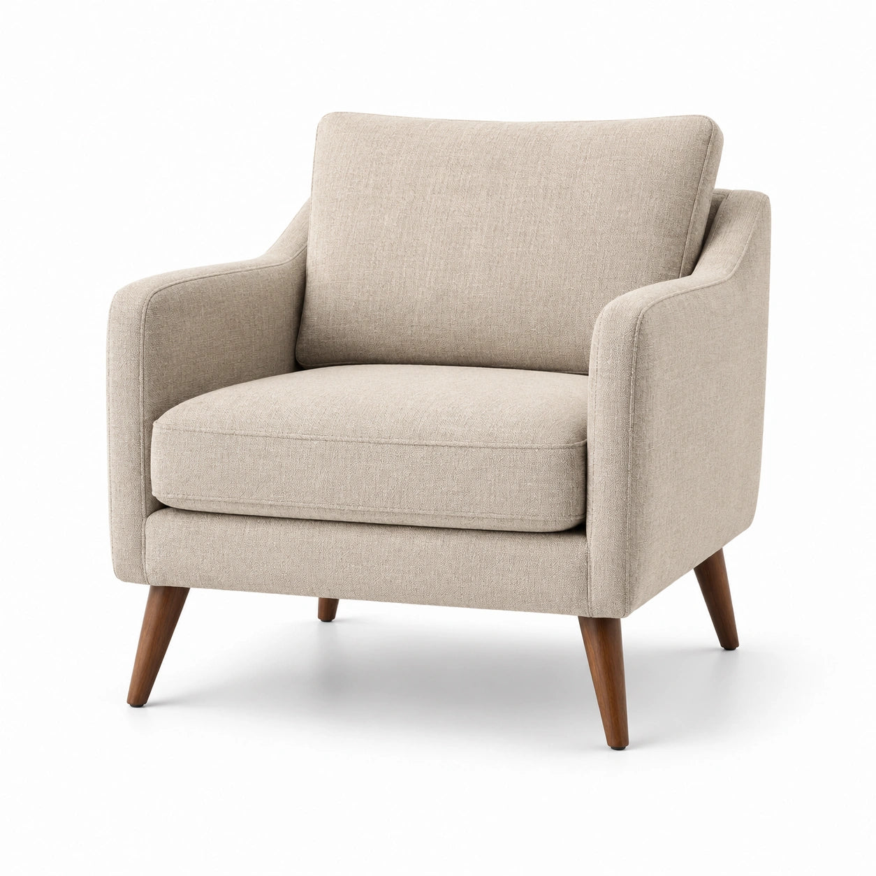 Fauteuil en tissu polyester avec pieds en bois massif