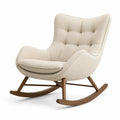 Fauteuil à bascule en lin beige avec cadre en bois 80x85x90 cm